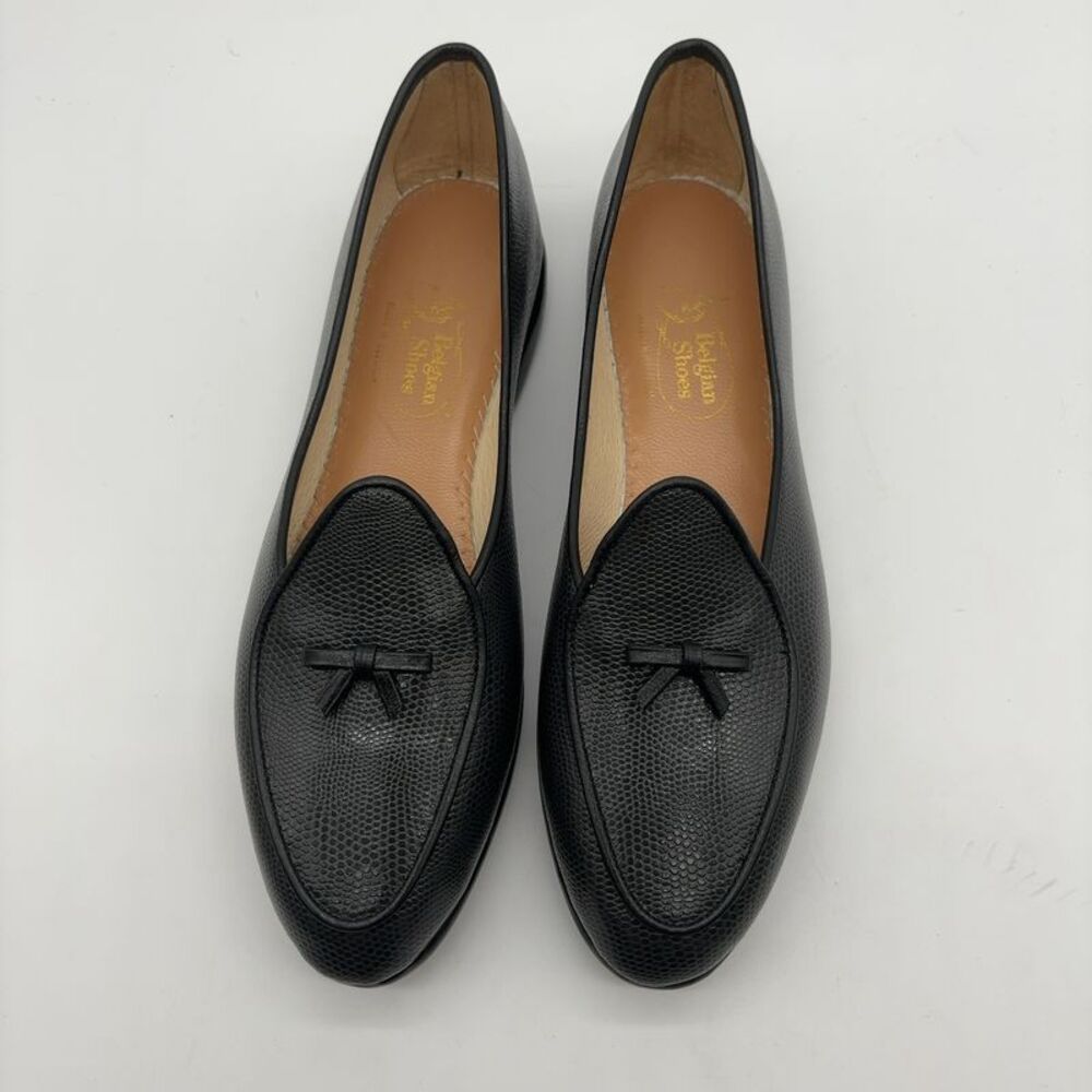 Belgian Shoes Midinette Grey Lizard Calf Loafers - Picture 3 of 6